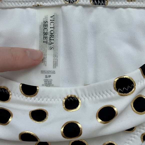 Victoria’s Secret White Bikini Bottom, Black & Gold Polka Dots Sz. Small (EUC) - Picture 4 of 4